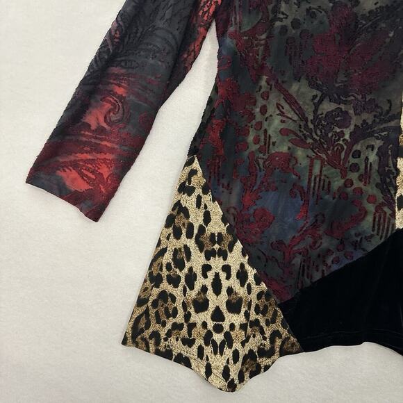 Calessa Velvet Burnout Tunic Top Womens L Artsy Edgy Boho Whimsigoth Mob Wife - Picture 4 of 16